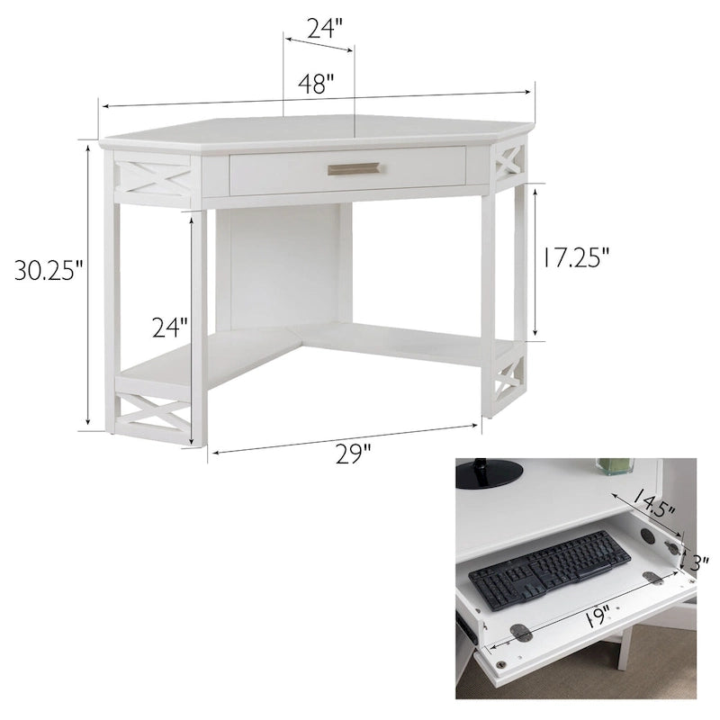 Bureau d'angle style Mission – 7 couleurs, 1 personne, bois massif