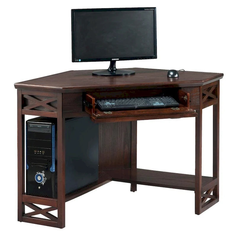 Bureau d'angle style Mission – 7 couleurs, 1 personne, bois massif