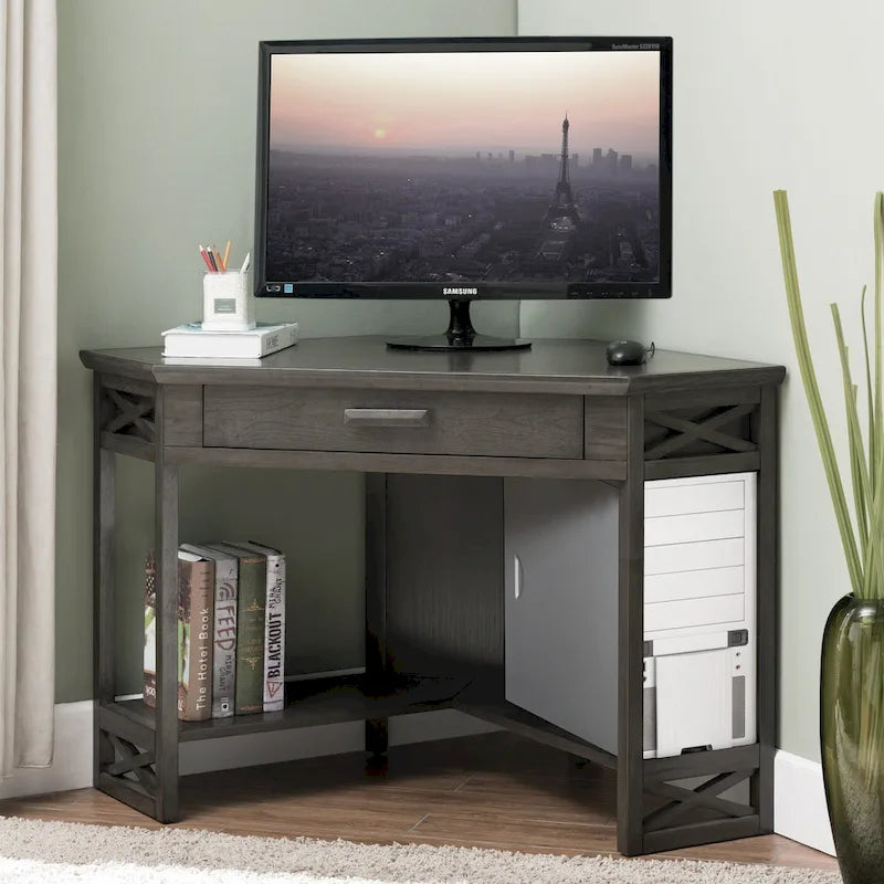 Bureau d'angle style Mission – 7 couleurs, 1 personne, bois massif