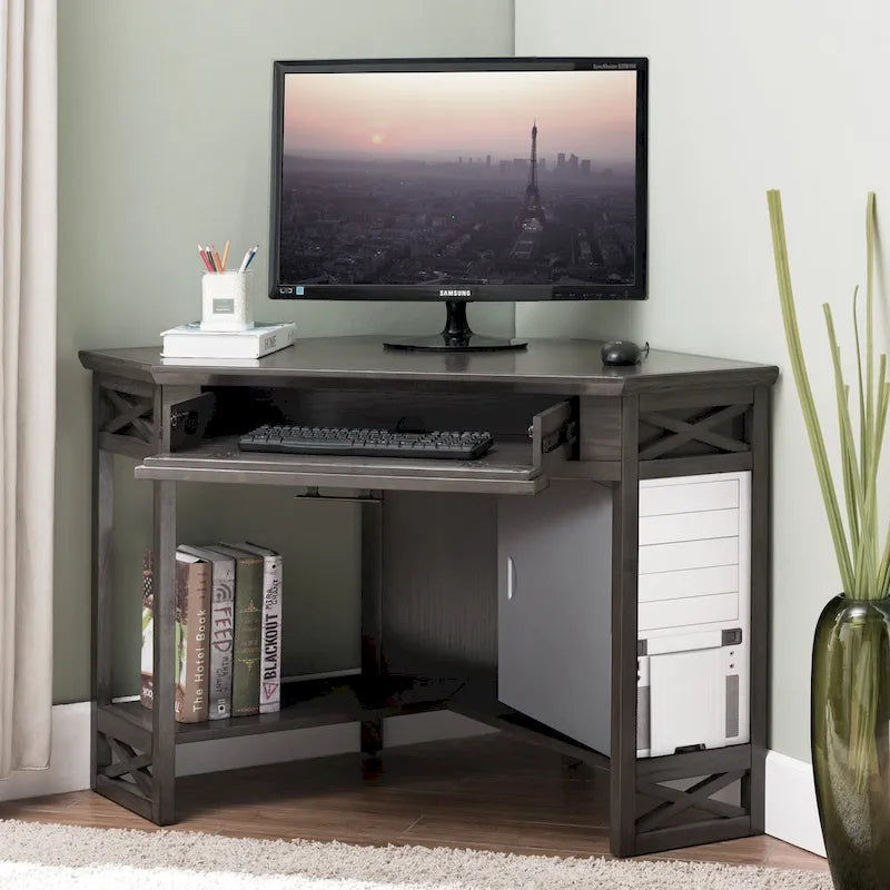 Bureau d'angle style Mission – 7 couleurs, 1 personne, bois massif
