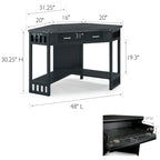 Bureau d'angle style Mission – 7 couleurs, 1 personne, bois massif