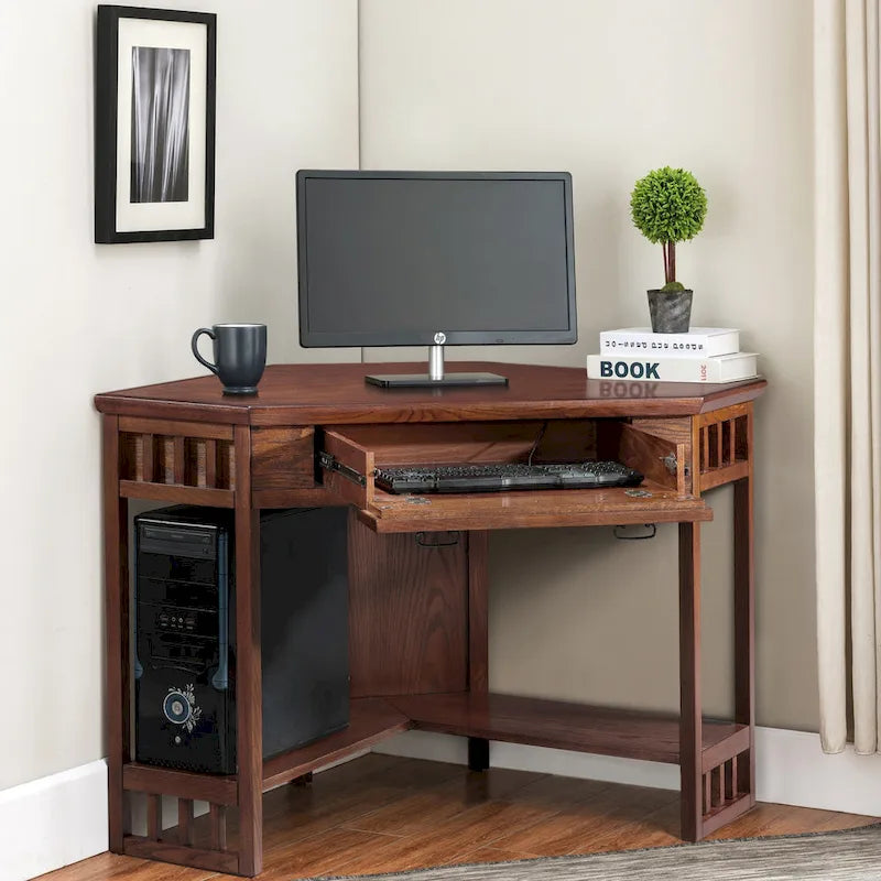 Bureau d'angle style Mission – 7 couleurs, 1 personne, bois massif