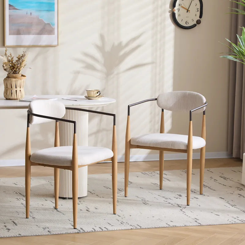 Chaise de salle à manger capitonnée noire/dorée, style moderne, lot de 2
