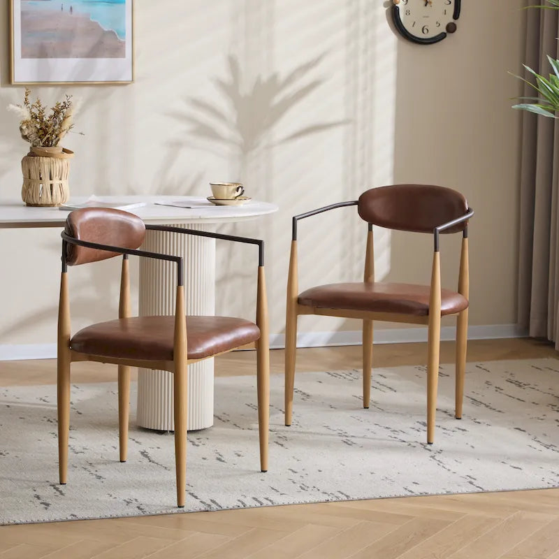 Chaise de salle à manger capitonnée noire/dorée, style moderne, lot de 2