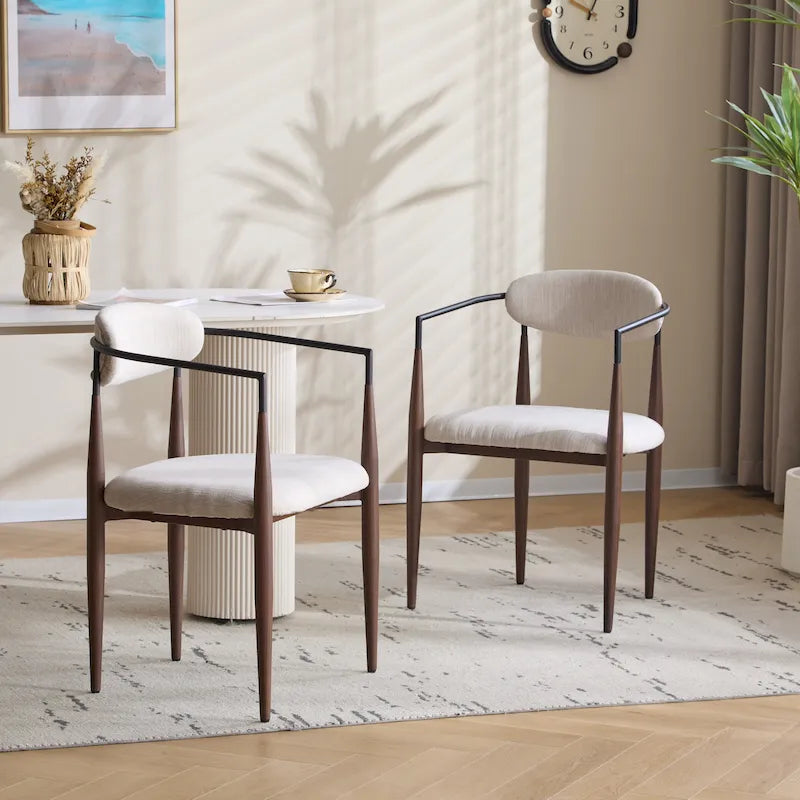 Chaise de salle à manger capitonnée noire/dorée, style moderne, lot de 2