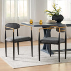 Chaise de salle à manger capitonnée noire/dorée, style moderne, lot de 2