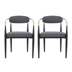 Chaise de salle à manger capitonnée noire/dorée, style moderne, lot de 2