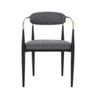Chaise de salle à manger capitonnée noire/dorée, style moderne, lot de 2
