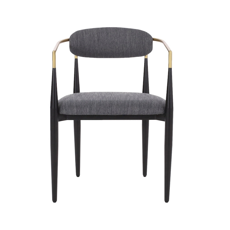 Chaise de salle à manger capitonnée noire/dorée, style moderne, lot de 2