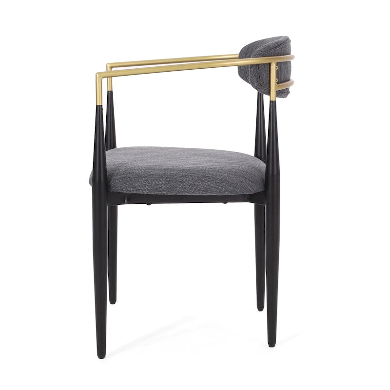 Chaise de salle à manger capitonnée noire/dorée, style moderne, lot de 2
