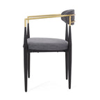 Chaise de salle à manger capitonnée noire/dorée, style moderne, lot de 2