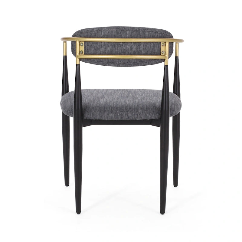 Chaise de salle à manger capitonnée noire/dorée, style moderne, lot de 2