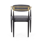 Chaise de salle à manger capitonnée noire/dorée, style moderne, lot de 2