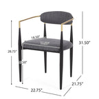 Chaise de salle à manger capitonnée noire/dorée, style moderne, lot de 2