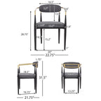Chaise de salle à manger capitonnée noire/dorée, style moderne, lot de 2