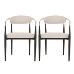 Chaise de salle à manger capitonnée noire/dorée, style moderne, lot de 2