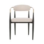 Chaise de salle à manger capitonnée noire/dorée, style moderne, lot de 2