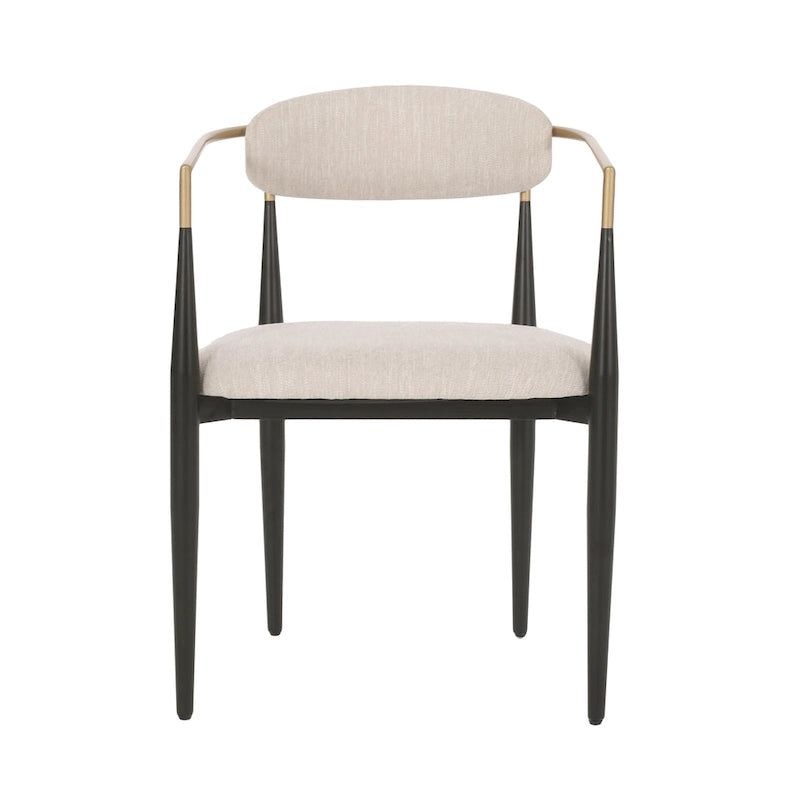 Chaise de salle à manger capitonnée noire/dorée, style moderne, lot de 2