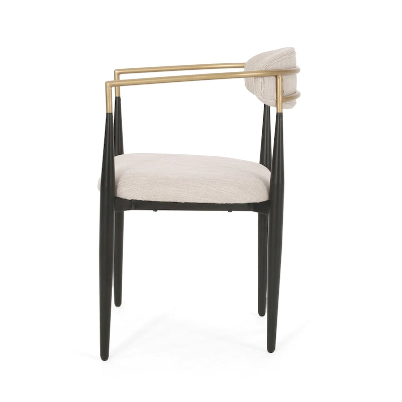 Chaise de salle à manger capitonnée noire/dorée, style moderne, lot de 2