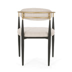 Chaise de salle à manger capitonnée noire/dorée, style moderne, lot de 2