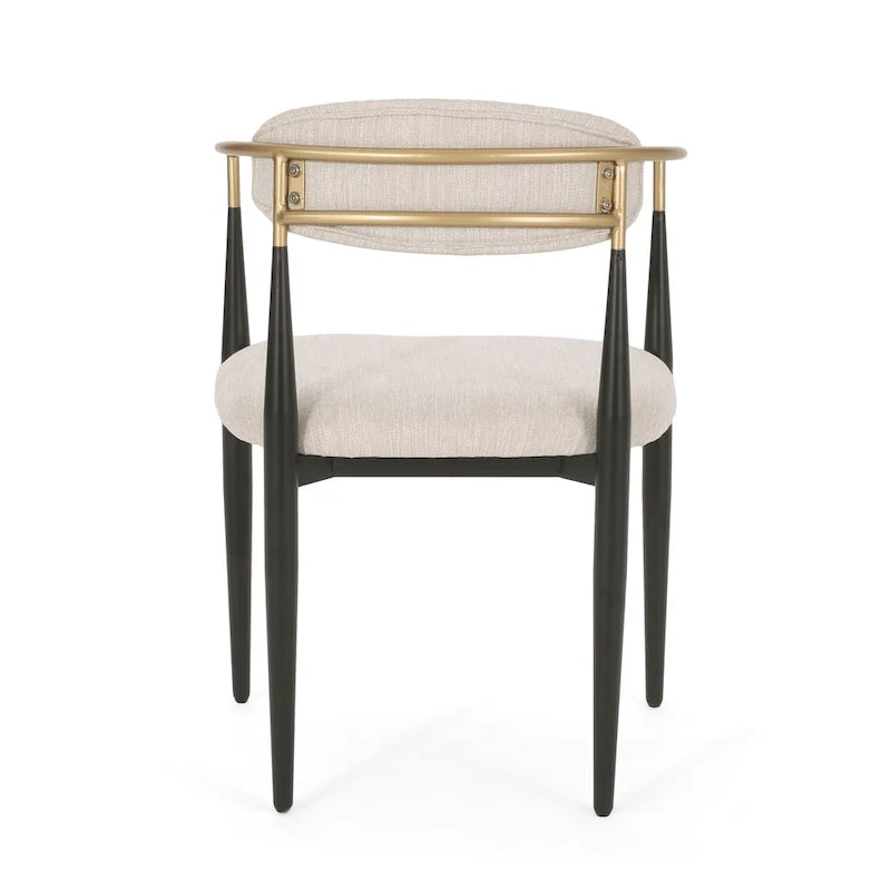 Chaise de salle à manger capitonnée noire/dorée, style moderne, lot de 2