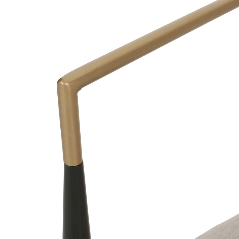 Chaise de salle à manger capitonnée noire/dorée, style moderne, lot de 2