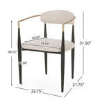 Chaise de salle à manger capitonnée noire/dorée, style moderne, lot de 2
