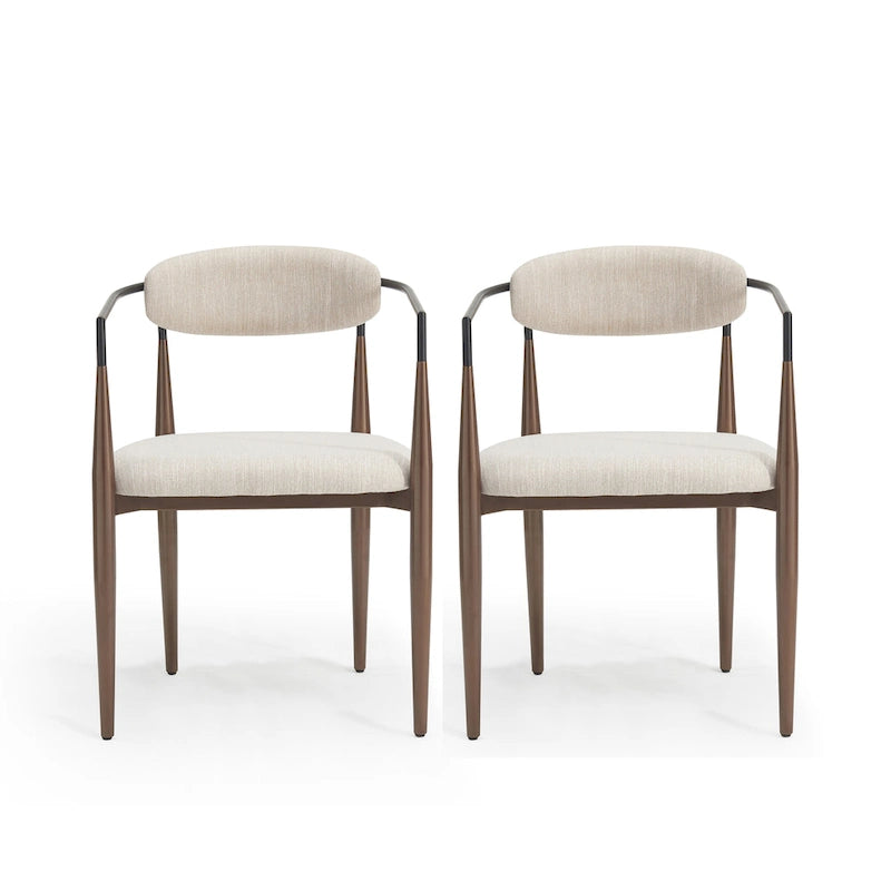 Chaise de salle à manger capitonnée noire/dorée, style moderne, lot de 2