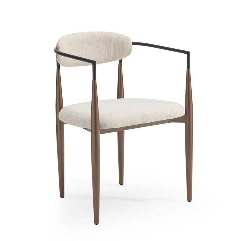 Chaise de salle à manger capitonnée noire/dorée, style moderne, lot de 2