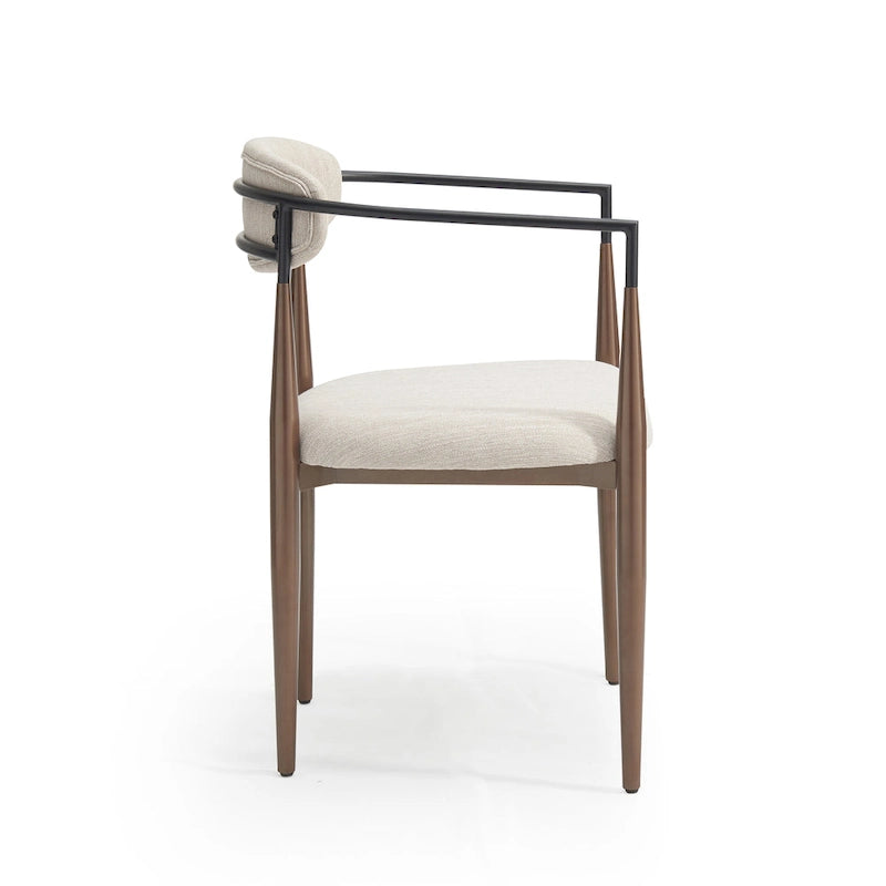 Chaise de salle à manger capitonnée noire/dorée, style moderne, lot de 2