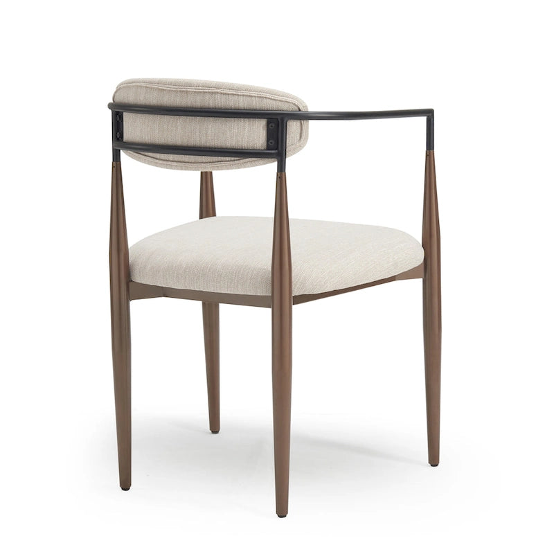 Chaise de salle à manger capitonnée noire/dorée, style moderne, lot de 2