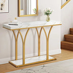 Console moderne dorée avec plateau en marbre pour entrée ou couloir