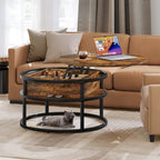 Table basse relevable ronde avec rangement, multicolore, 1-2 personnes
