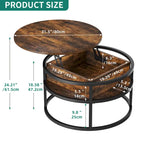 Table basse relevable ronde avec rangement, multicolore, 1-2 personnes