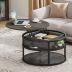 Table basse relevable ronde avec rangement, multicolore, 1-2 personnes