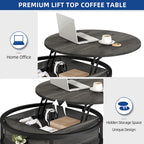 Table basse relevable ronde avec rangement, multicolore, 1-2 personnes