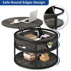 Table basse relevable ronde avec rangement, multicolore, 1-2 personnes