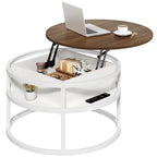 Table basse relevable ronde avec rangement, multicolore, 1-2 personnes