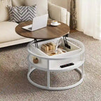 Table basse relevable ronde avec rangement, multicolore, 1-2 personnes