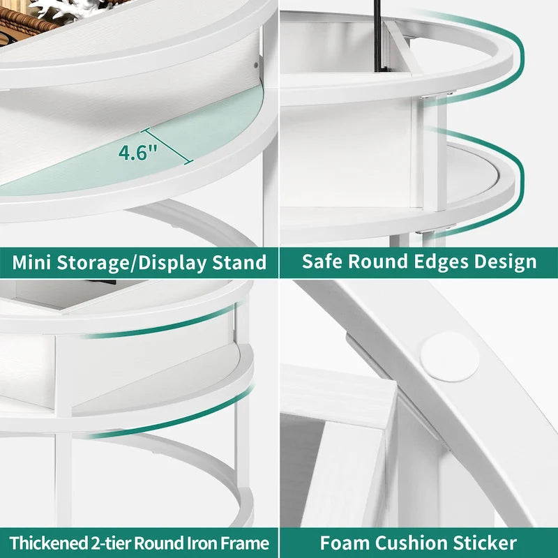 Table basse relevable ronde avec rangement, multicolore, 1-2 personnes