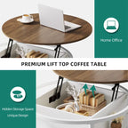 Table basse relevable ronde avec rangement, multicolore, 1-2 personnes