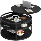 Table basse relevable ronde avec rangement, multicolore, 1-2 personnes