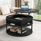 Table basse relevable ronde avec rangement, multicolore, 1-2 personnes