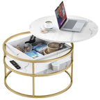 Table basse relevable ronde avec rangement, multicolore, 1-2 personnes