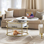 Table basse relevable ronde avec rangement, multicolore, 1-2 personnes