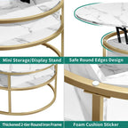 Table basse relevable ronde avec rangement, multicolore, 1-2 personnes