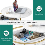 Table basse relevable ronde avec rangement, multicolore, 1-2 personnes