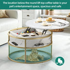 Table basse relevable ronde avec rangement, multicolore, 1-2 personnes