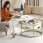 Table basse relevable ronde avec rangement, multicolore, 1-2 personnes