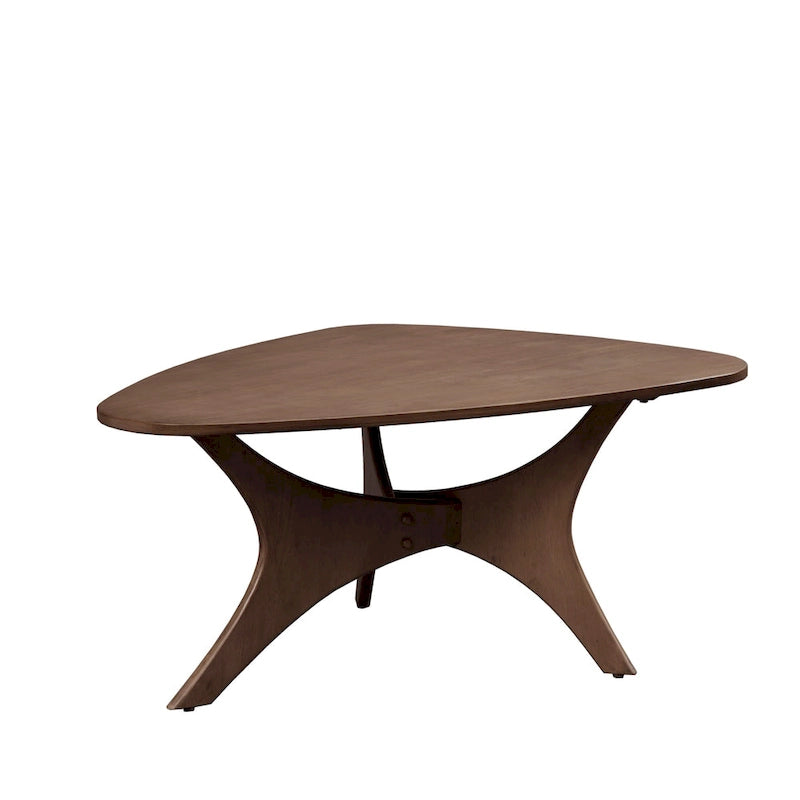 Table basse triangulaire brun / brun clair, moderne du milieu du siècle, monobloc